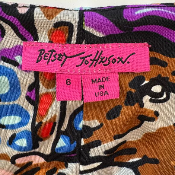 Betsey Johnson Vintage Bambi Printed Surplice Mini Dress 90s Flared Sleeve 6 - Picture 10 of 11